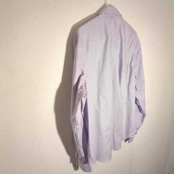 Egara L Slim Fit Stretch Non Iron Dress Shirt Purple Geometric Cotton Mens - Picture 5 of 5